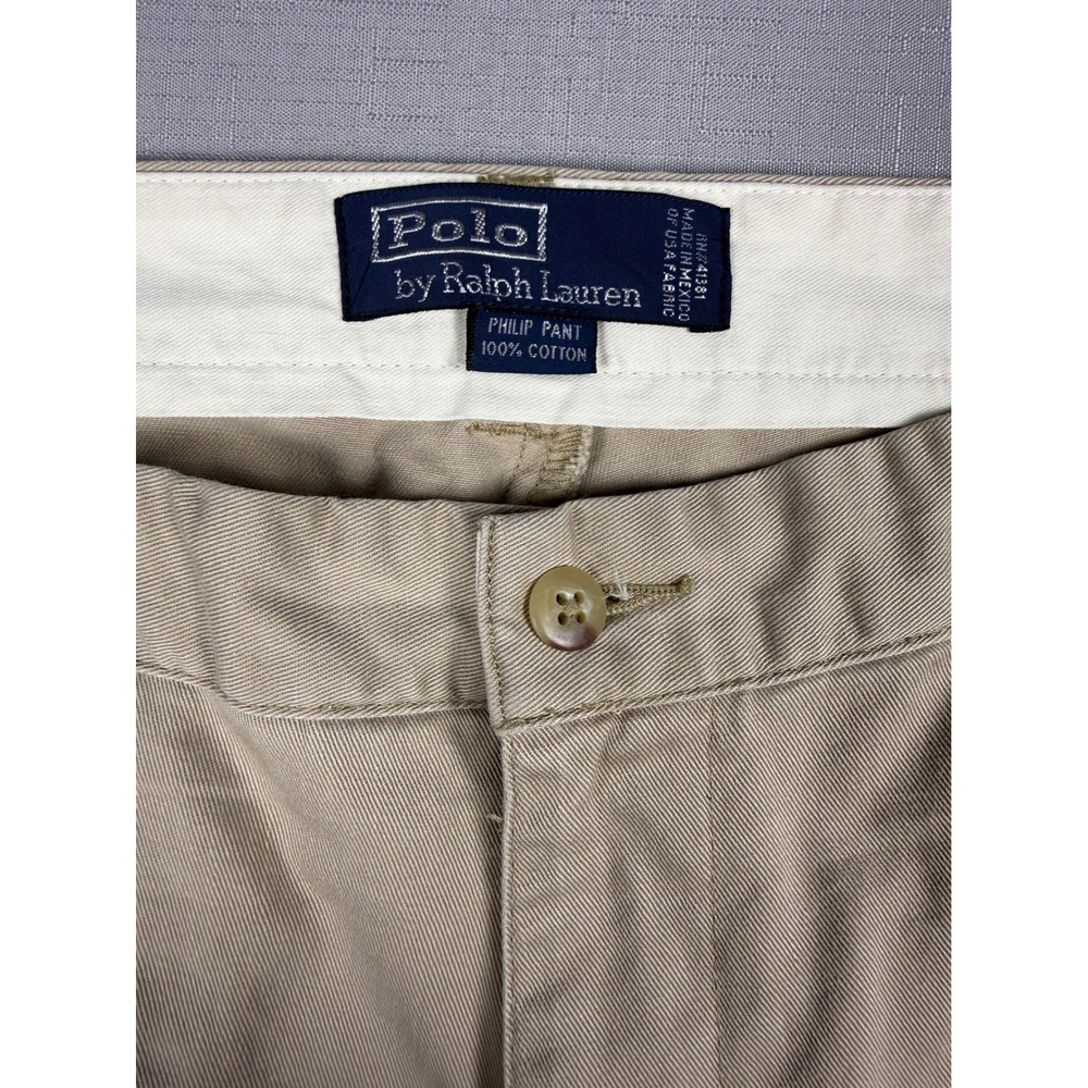 Polo Ralph Lauren Philip Pant Mens 37x34 Khaki Tan Cotton Twill Chino Trousers - Picture 10 of 13